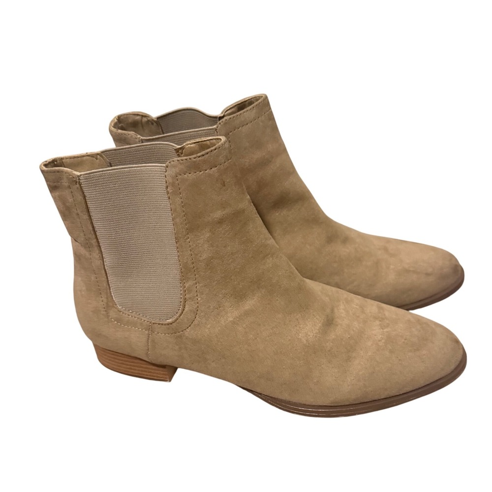 JustFab Taupe‎ Suede Chelsea Ankle Boots – Women's Size 11